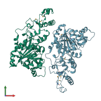 PDB entry 3lx6 coloured by chain, front view.