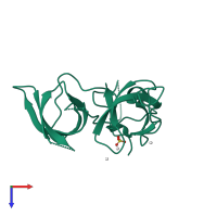 PDB entry 3lx7 coloured by chain, top view.