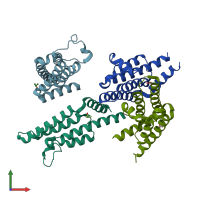 PDB entry 3lxj coloured by chain, front view.