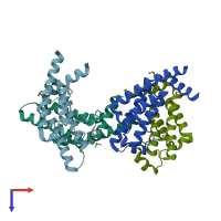 PDB entry 3lxj coloured by chain, top view.