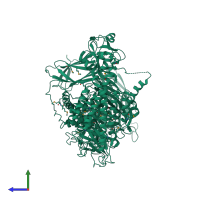 PDB entry 3lxu coloured by chain, side view.