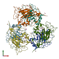 PDB entry 3lxv coloured by chain, front view.