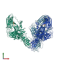 PDB entry 3ly6 coloured by chain, front view.