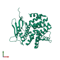 PDB entry 3ly9 coloured by chain, front view.