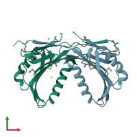 PDB entry 3lyd coloured by chain, front view.