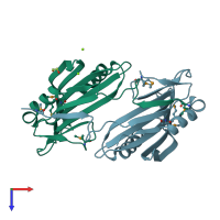 PDB entry 3lyd coloured by chain, top view.