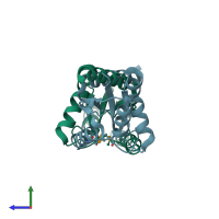 PDB entry 3lyh coloured by chain, side view.