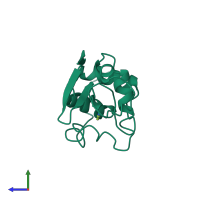 PDB entry 3lyo coloured by chain, side view.