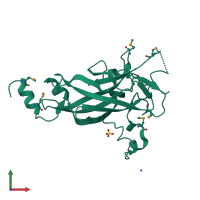 PDB entry 3lyr coloured by chain, front view.