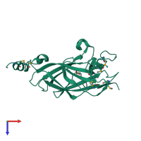 PDB entry 3lyr coloured by chain, top view.