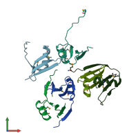 PDB entry 3lyv coloured by chain, front view.