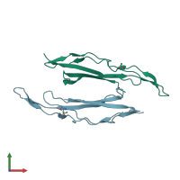 PDB entry 3lyy coloured by chain, front view.