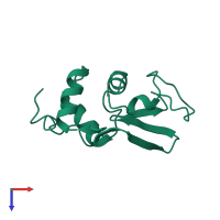 PDB entry 3lyz coloured by chain, top view.