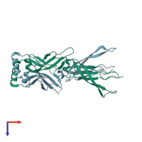 PDB entry 3lz8 coloured by chain, top view.