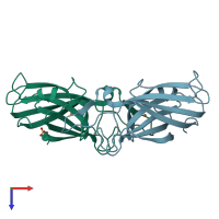 PDB entry 3lzl coloured by chain, top view.