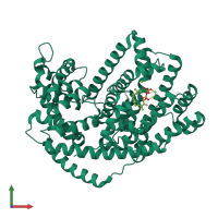 PDB entry 3m00 coloured by chain, front view.