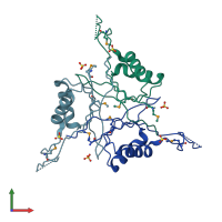 PDB entry 3m05 coloured by chain, front view.