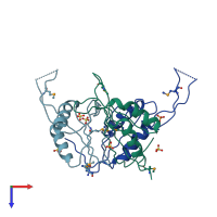 PDB entry 3m05 coloured by chain, top view.