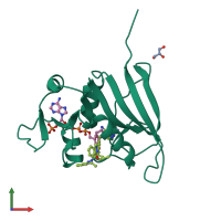 PDB entry 3m08 coloured by chain, front view.