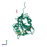 PDB entry 3m08 coloured by chain, side view.