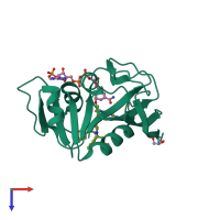 PDB entry 3m08 coloured by chain, top view.
