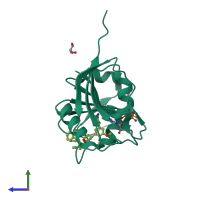 PDB entry 3m09 coloured by chain, side view.