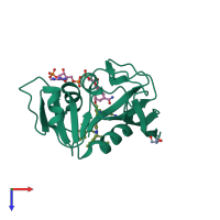 PDB entry 3m09 coloured by chain, top view.