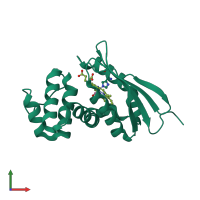 PDB entry 3m0b coloured by chain, front view.