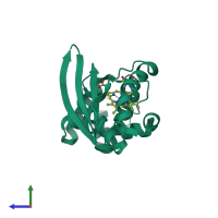 PDB entry 3m0b coloured by chain, side view.