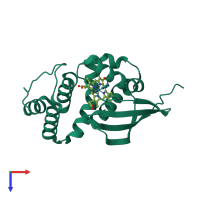 PDB entry 3m0b coloured by chain, top view.