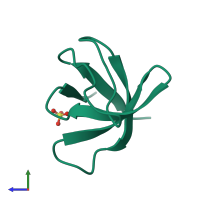 PDB entry 3m0t coloured by chain, side view.