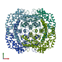 PDB entry 3m0v coloured by chain, front view.