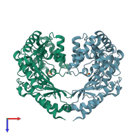 PDB entry 3m10 coloured by chain, top view.