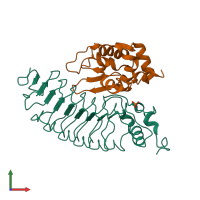 PDB entry 3m18 coloured by chain, front view.