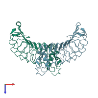 PDB entry 3m19 coloured by chain, top view.