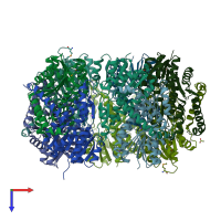 PDB entry 3m1a coloured by chain, top view.