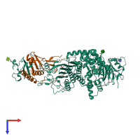 PDB entry 3m1c coloured by chain, top view.