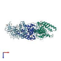 PDB entry 3m1g coloured by chain, top view.