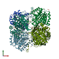 PDB entry 3m1r coloured by chain, front view.