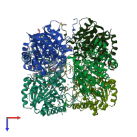 PDB entry 3m1r coloured by chain, top view.