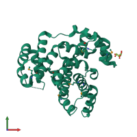 PDB entry 3m1t coloured by chain, front view.