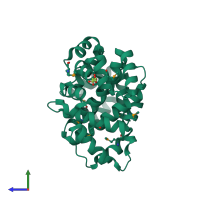 PDB entry 3m1t coloured by chain, side view.