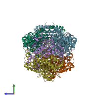 PDB entry 3m1v coloured by chain, side view.