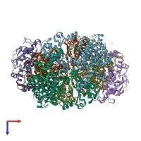 PDB entry 3m1v coloured by chain, top view.