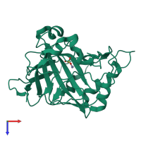 PDB entry 3m1w coloured by chain, top view.