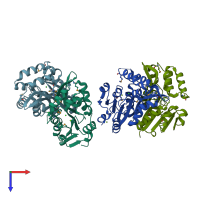 PDB entry 3m1y coloured by chain, top view.