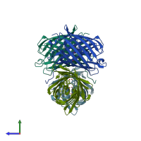 PDB entry 3m22 coloured by chain, side view.