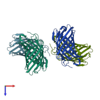 PDB entry 3m22 coloured by chain, top view.