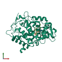 PDB entry 3m2e coloured by chain, front view.