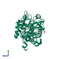 PDB entry 3m2e coloured by chain, side view.